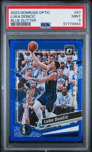 2023 Panini Optic #67 Luka Doncic Blue Glitter /15 PSA 9