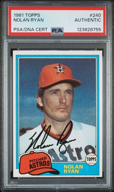 1981 Topps #240 Nolan Ryan Autograph PSA Authentic