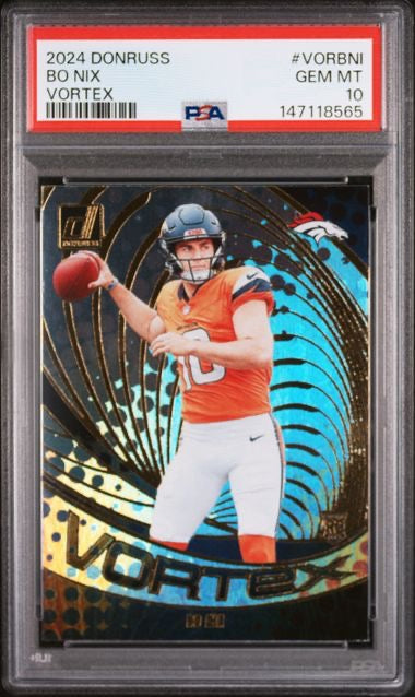 2024 Panini Donruss #VORBNI Bo Nix Vortex PSA 10