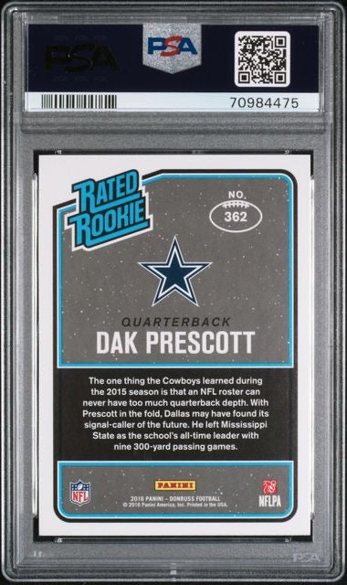 2016 Panini Donruss #362 Dak Prescott Rookie RC PSA 10