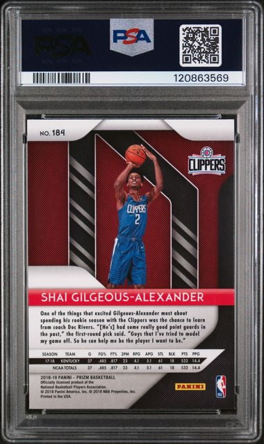 2018 Panini Prizm #184 Shai Gilgeous-Alexander Rookie RC PSA 9