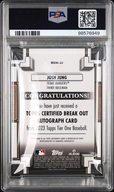 2023 Tier One #BOAJJ Josh Jung Break Out Auto Silver Ink /10 PSA 9
