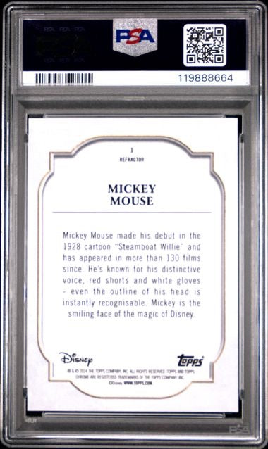 2024 Topps Chrome Disney #1 Mickey Mouse Refractor PSA 10