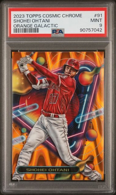 2023 Topps Chrome Comsic #91 Shohei Ohtani Orange Galactic /25 PSA 9
