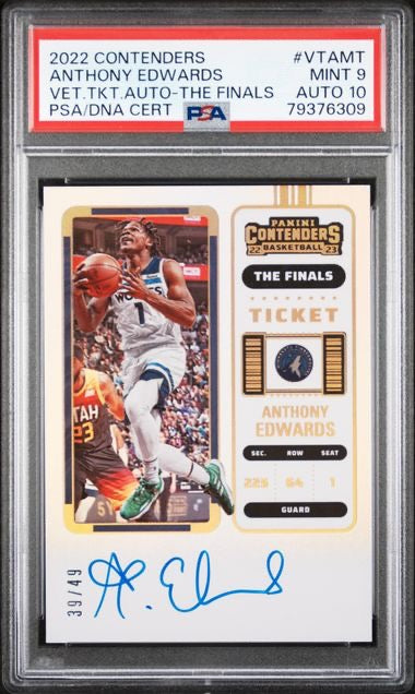 2022 Contenders Anthony Edwards Vet Ticket AUTO The Finals /49 PSA 9