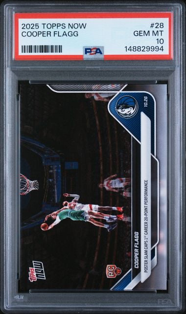 2025 Topps Now #28 Cooper Flagg Rookie RC PSA 10