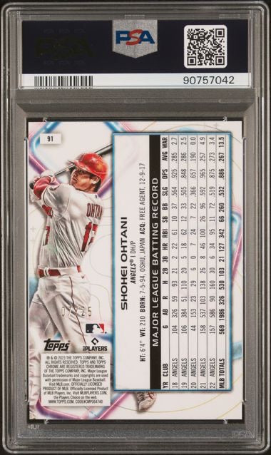 2023 Topps Chrome Comsic #91 Shohei Ohtani Orange Galactic /25 PSA 9