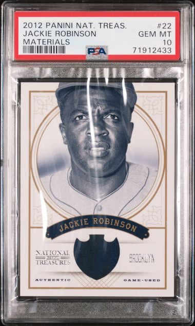 2012 Panini National Treasure #22 Jackie Robinson Materials /99 PSA 10