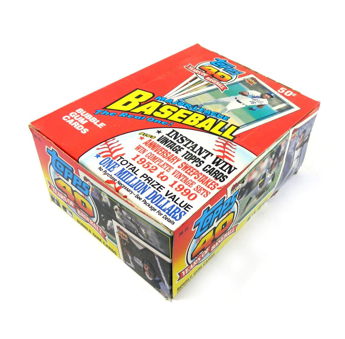 1991 Topps 40 Years of Baseball Factory Sealed Box 36 Wax Packs Bubble Gum