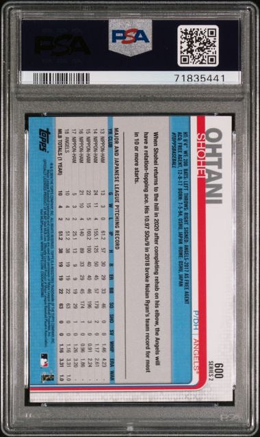 2019 Topps Complete Set #600 Shohei Ohtani All-Star Game PSA 10