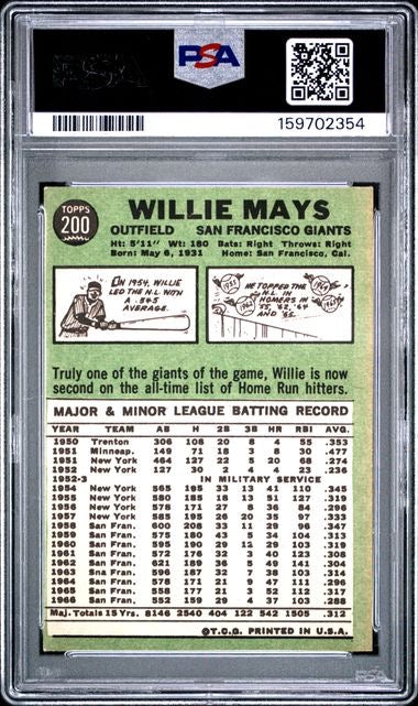 1967 Topps #200 Willie Mays PSA 4
