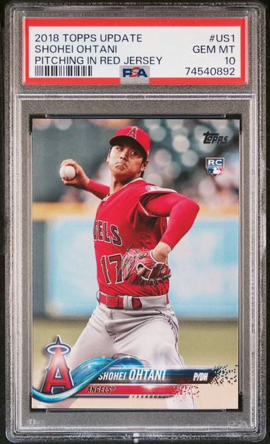 2018 Topps Update #US1 Shohei Ohtani Pitching in Red Jersey PSA 10