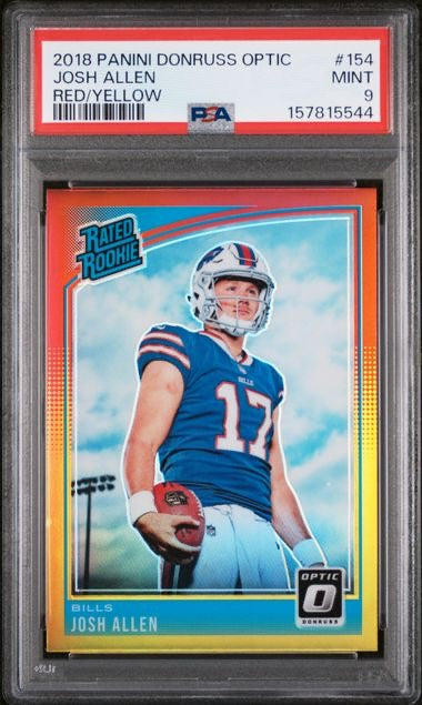 2018 Panini Optic #154 Josh Allen Red and Yellow Rated Rookie RC PSA 9