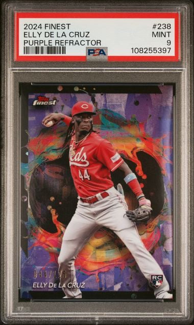 2024 Finest #238 Elly De La Cruz Purple Refractor /175 Rookie RC PSA 9