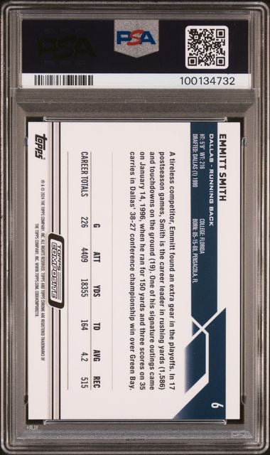 2023 Topps Composite #6 Emmitt Smith Purple Refractor /275 PSA 10