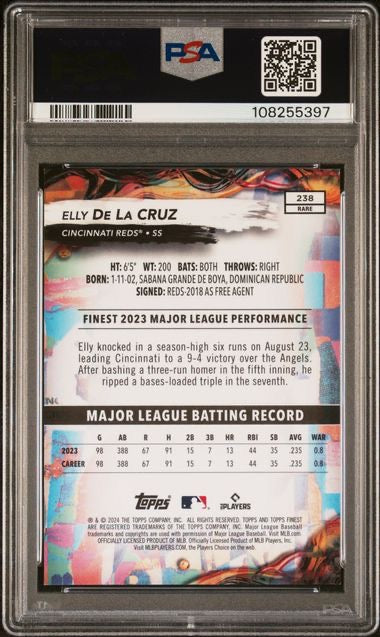 2024 Finest #238 Elly De La Cruz Purple Refractor /175 Rookie RC PSA 9