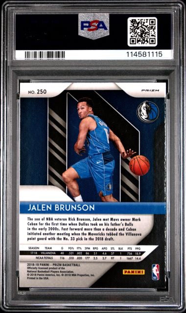 2018 Panini Prizm #250 Jalen Brunson Green Rookie RC PSA 9