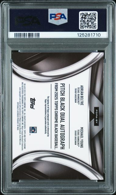 2025 Topps Chrome Black Adrian Beltre,Michael Young Red Pair Dual Autograph /5 PSA 9