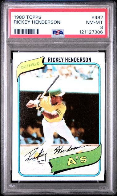 1980 Topps Rickey Henderson Rookie RC PSA 8