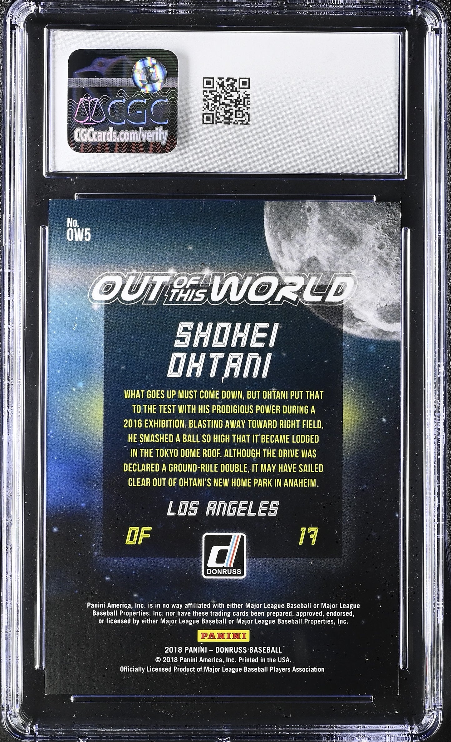 2018 Panini Donruss #OW5 Shohei Ohtani Out of The World Blue /249 CGC 9