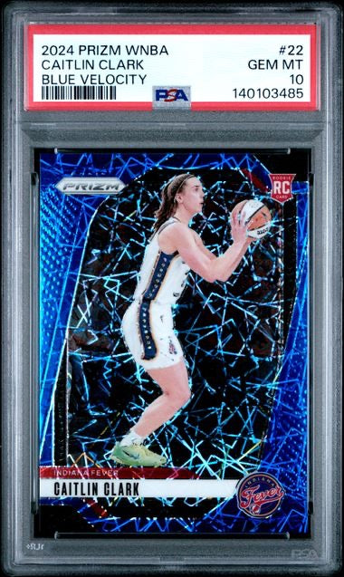 2024 Panini Prizm NBA #22 Caitlin Clark Blue Velocity Rookie RC PSA 10