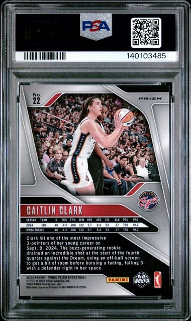 2024 Panini Prizm NBA #22 Caitlin Clark Blue Velocity Rookie RC PSA 10
