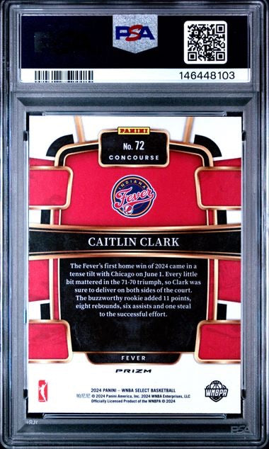 2024 Panini Select WNBA #72 Caitlin Clark Pink Ice Rookie RC PSA 10