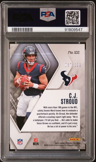 2023 Panini Phoenix #102 CJ Stroud Red Seismic Rookie RC /199 PSA 10
