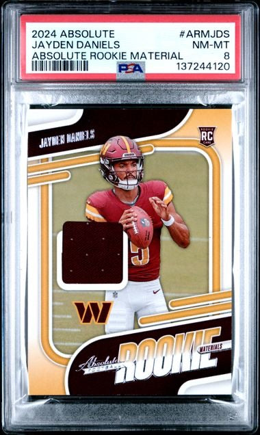 2024 Panini Absolute #ARMJDS Jayden Daniels Rookie Materials PSA 8