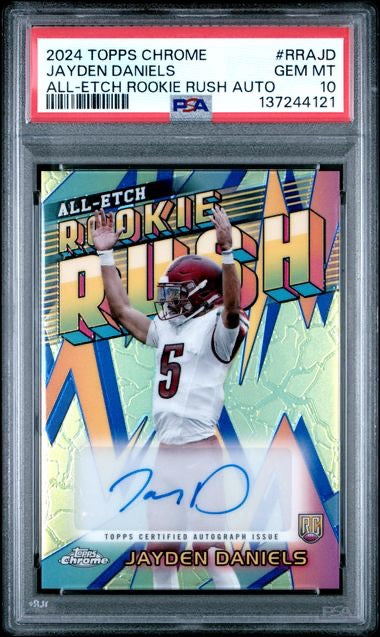 2024 Topps Chrome #Jayden Daniels All-Etch Rookie Rush Auto PSA 10