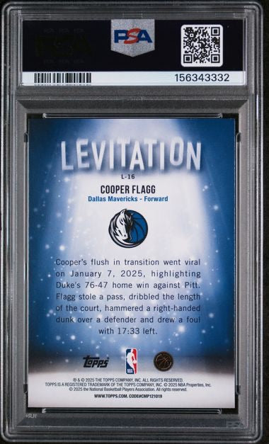 2025 Topps #L-16 Cooper Flagg Levitation Rookie RC PSA 10