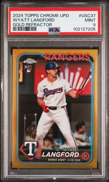 2024 Topps Chrome Update #USC37 Wyatt Langford Rookie Debut Gold /50 PSA 9