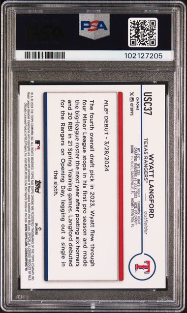2024 Topps Chrome Update #USC37 Wyatt Langford Rookie Debut Gold /50 PSA 9