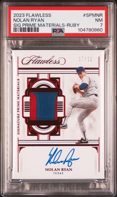 2023 Panini Flawless #SPMNR Nolan Ryan Signature Prime Materials /20 PSA 7