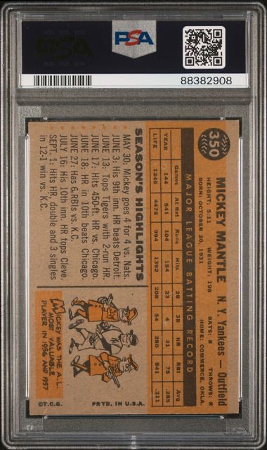1960 Topps #350 Mickey Mantle PSA 5