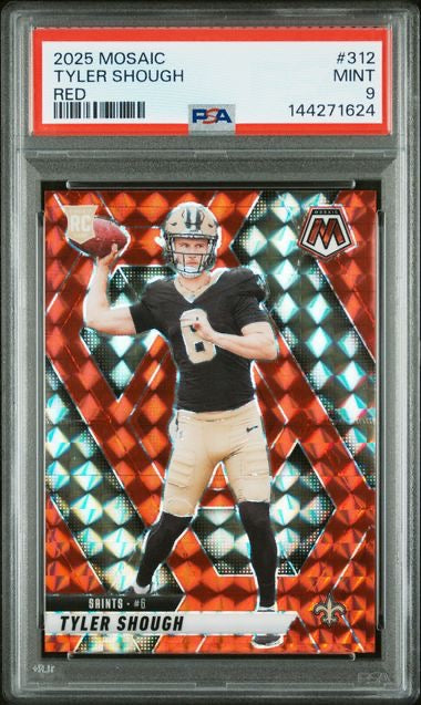 2025 Panini Mosaic #312 Tyler Shough Red Prizm Rookie RC PSA 9