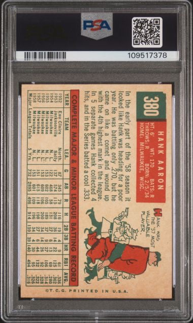1959 Topps #380 Hank Aaron PSA 5