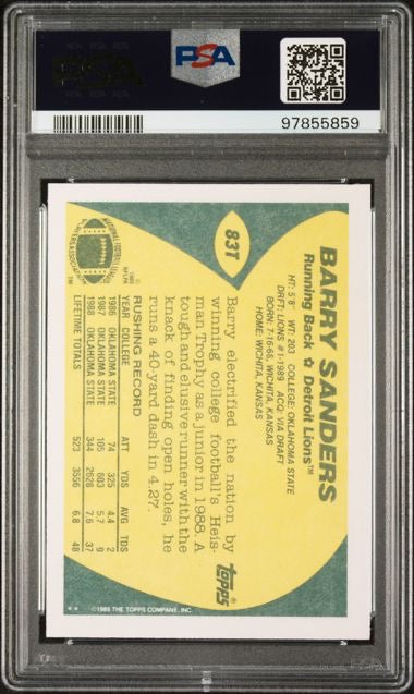 1989 Topps Traded #83T Barry Sanders PSA 8