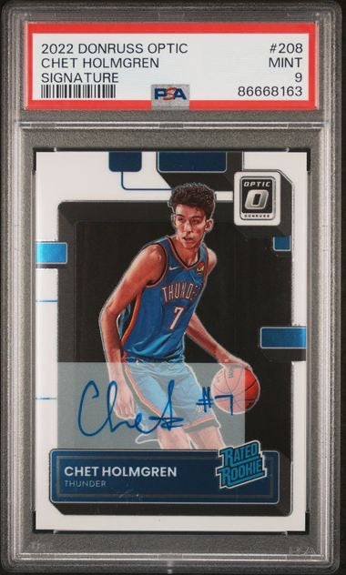 2022 Panini Donruss Optic #208 Chet Holmgren Rookie Autograph PSA 9