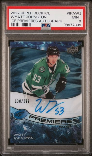 2022 Upper Deck Ice #IPAWJ Wyatt Johnston Ice Premieres Autograph /199 PSA 9