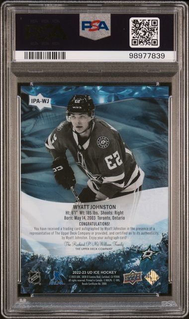 2022 Upper Deck Ice #IPAWJ Wyatt Johnston Ice Premieres Autograph /199 PSA 9
