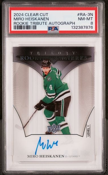 2024 Clear Cut #RA-3N Miro Heiskanen Rookie Tribute Autograph PSA 8