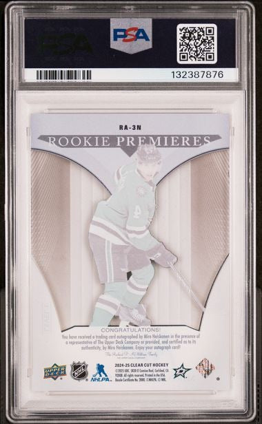 2024 Clear Cut #RA-3N Miro Heiskanen Rookie Tribute Autograph PSA 8