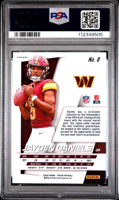 2024 Panini Prizm #8 Jayden Daniels Flashbacks Rookie RC PSA 9
