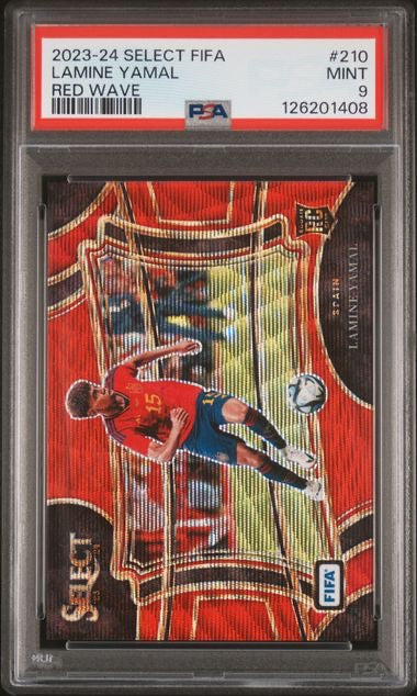 2023-24 Panini Select FIFA #210 Lamine Yamal Red Wave /149 Rookie RC PSA 9