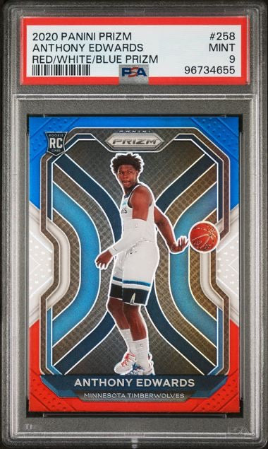 2020 Panini Prizm #258 Anthony Edwards Red White Blue Rookie RC PSA 9