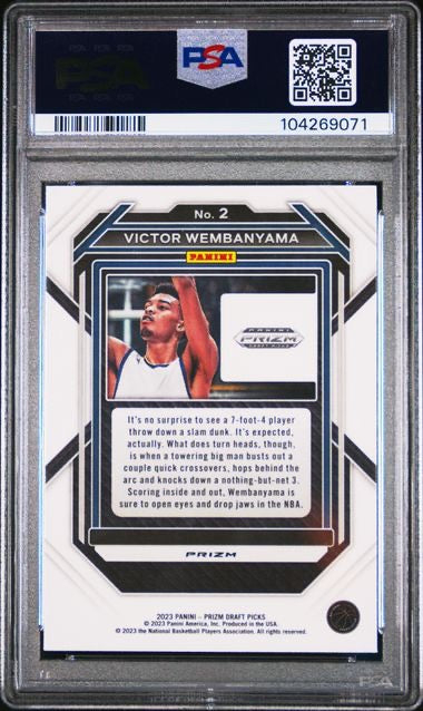 2023 Panini Prizm Draft Picks #2 Victor Wembanyama Silver Rookie RC PSA 10