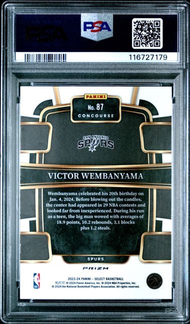 2023 Panini Select #87 Victor Wembanyama Orange Tectonic Rookie RC PSA 10