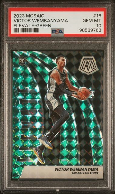 2023 Panini Mosaic #18 Victor Wembanyama Elevate Green Rookie RC PSA 10