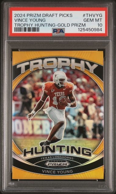 2024 Panini Prizm Draft Picks Vince Young Trophy Hunting Gold /10 PSA 10